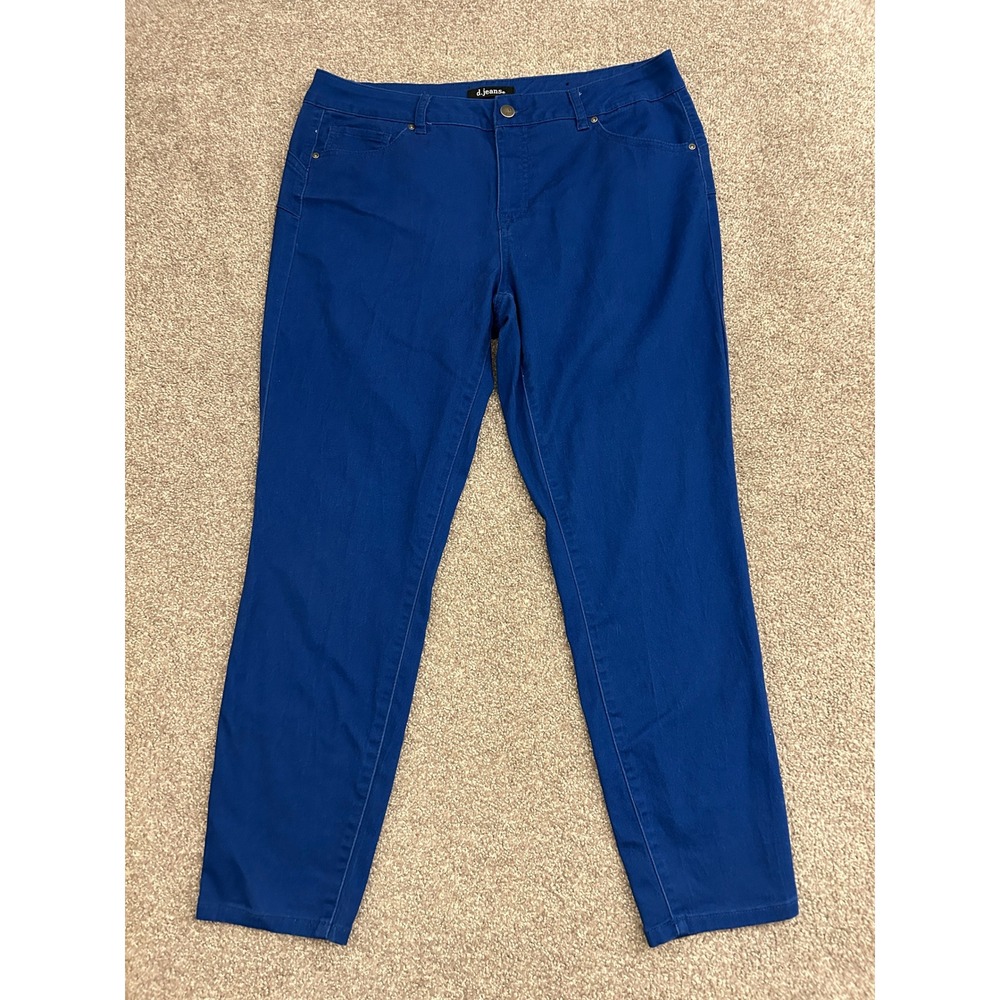 d.jeans Straight Leg Pants Womens 14 Blue Excellent Stretch Cotton Blend